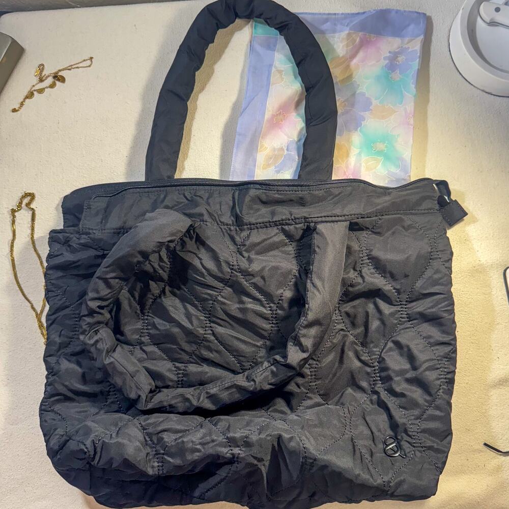 Trending Black Puffer Quilted Nylon Tote Bag